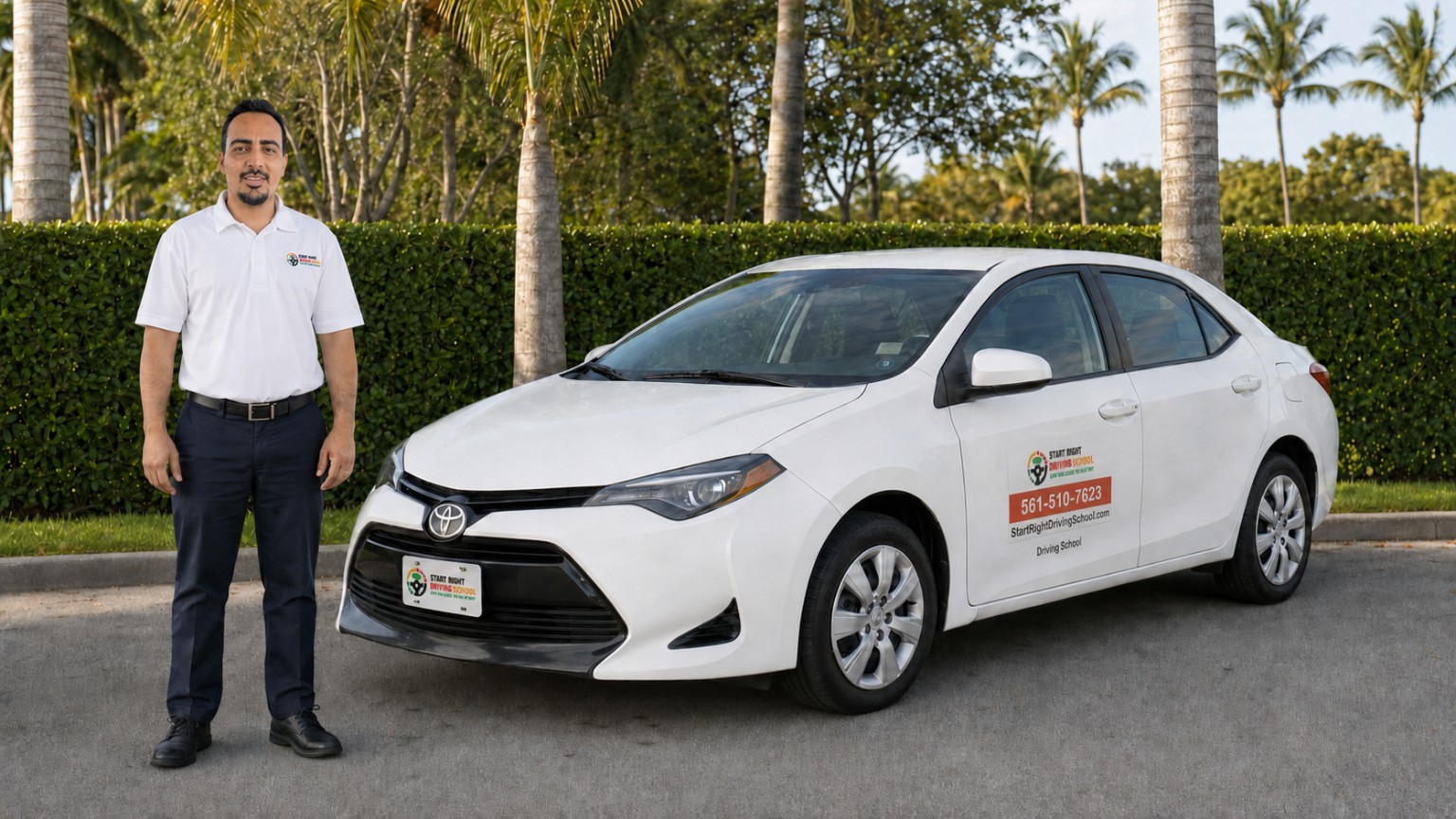 Edward beside the Start Right Driving School training vehicle